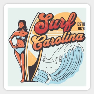 Surf Carolina // Vintage Surfer Babe // Retro Surfing Magnet